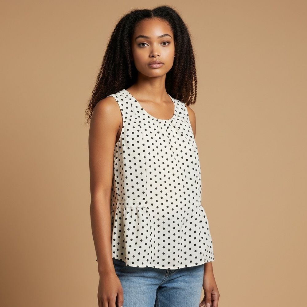 J. crew printed sleeveless flounce blouse 00‎